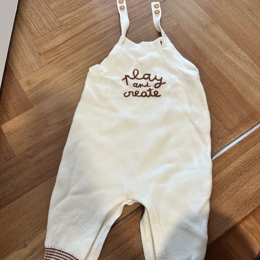 Catimini Cream Knit Baby Overalls